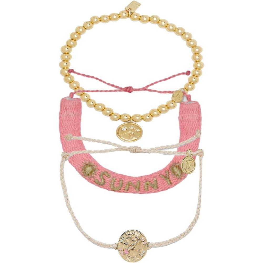 imagePura Vida Bracelets Pack Sunny Waves amp Spins Bracelet Stack  Set of 3 Cute Stackable Bracelets for Women  1 Beaded Bracelet 1 Woven Bracelet amp 1 String Bracelet