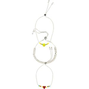 Pura Vida Bracelets Pack Happy Heart Charms Coin Bracelet Stack – Set of 3 Stackable Bracelets for Women, Summer Accessories & Cute Bracelets – Includes 3 Chain Bracelets