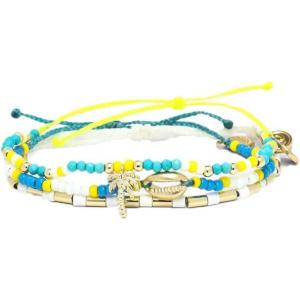 Pura Vida Glowing Palms Style Bracelet Pack – Stackable Bracelets for Women – Handmade Accessories, Adjustable Bands – Multicolor, Set of 3