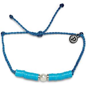 Pura Vida Neon Moon Bracelet w/Freshwater Pearl – Adjustable Band, Brand Charm(Neon Blue)