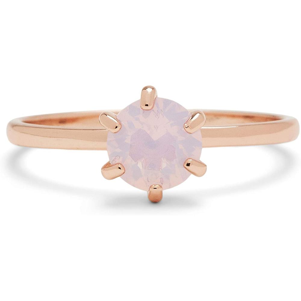 imagePura Vida Rose Gold or SilverPlated Iridescent Stone Stackable Ring  Brass Base Stylish Design  Sizes 59Rose Gold