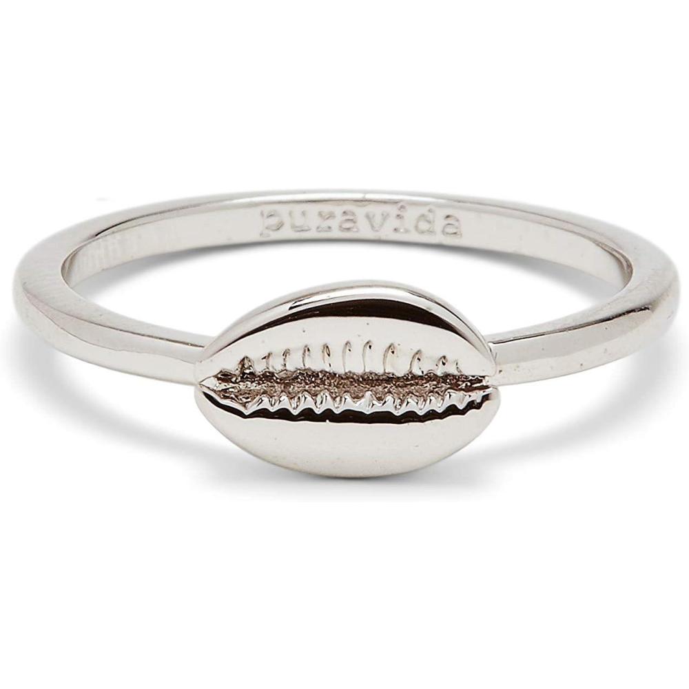 imagePura Vida SilverPlated Cowrie Ring Brass Base Band Design Size 59