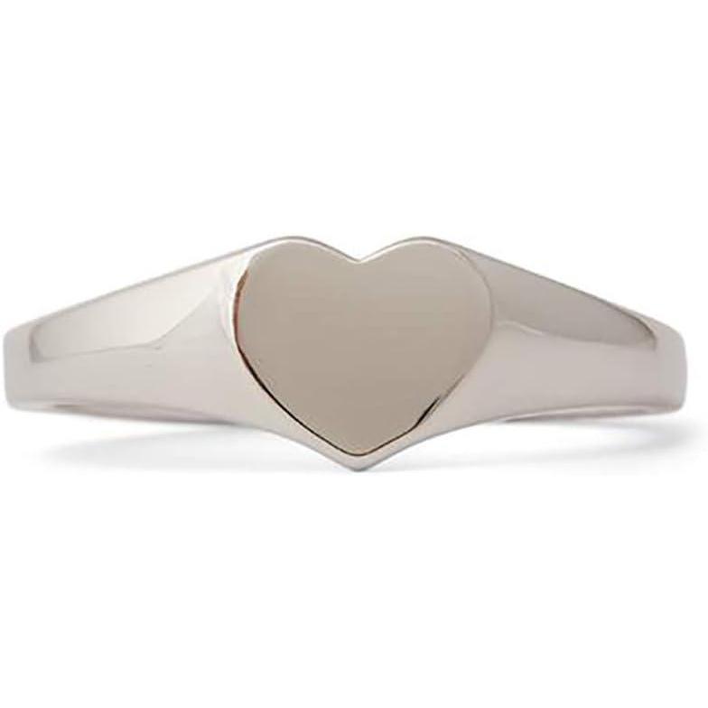 imagePura Vida SilverPlated Heart Signet Ring Sterling Silver Band Design Sizes 59