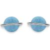 imagePura Vida SilverRose Gold Opal Saturn Earrings  BlueWhite Synthetic Stone Sterling Silver Posts  1 Pair