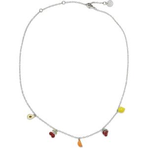 Pura Vida 14″ Silver Fruit Charms Choker Necklace – Adjustable Length, Brass Base – 3″ Extender