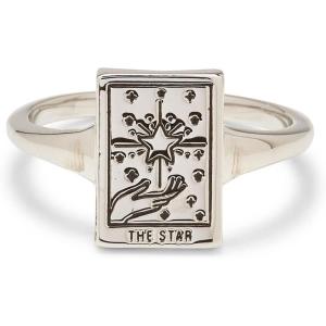 Pura Vida Ring Silver Star Tarot Card Handmade Ring – Stackable Ring Jewelry, Brass Base with Rhodium Plating – Silver Rings for Women, Cute Rings, Boho Jewelry for Women – Size 5-9