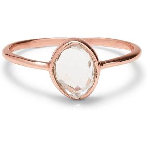 Pura Vida Rose Gold Organic Stone Ring – Handmade With Clear Quartz, Brass Base – Rings for Women, Cute, Boho Jewelry – Size 5-9