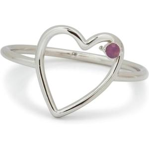 Pura Vida Rose Gold or Silver Plated Sweetheart Stone Ring w/White or Purple Czech Crystal – Brass Base, Stackable Band – Size 5-9(Silver)