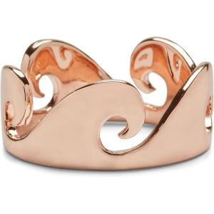 Pura Vida Rose Gold or Silver-Plated Thick Wave Band Stackable Ring – Brass Base, Stackable Accessory, Rhodium Plating – Size 5-9(Rose Gold)