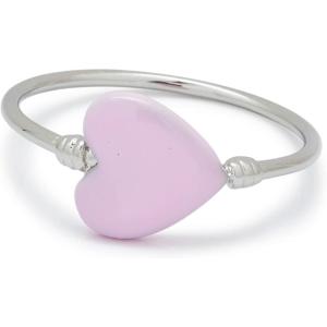 Pura Vida Silver Plated Wire Wrapped Enamel Heart Ring – Brass Base, Rhodium Plating – Size 5-9