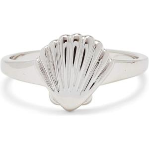 Pura Vida Silver Shell Signet Ring – Brass Base Band, Rhodium Plating, Sizes 5-9
