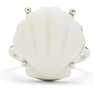 Pura Vida Silver-Plated Grande Shell Stackable Ring – Brass Base, Stylish Design – Size 5-9
