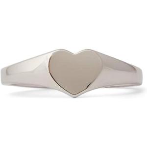 Pura Vida Silver-Plated Heart Signet Ring – Sterling Silver Band Design – Sizes 5-9