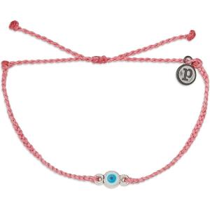 Pura Vida Silver Plated Eye Bead Charm Bracelet – Adjustable Band, 100% Waterproof(Petal Pink)