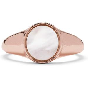 Pura Vida Silver or Rose Gold-Plated Mother of Pearl Signet Ring – Brass Band, Sizes 5-9(Rose Gold)