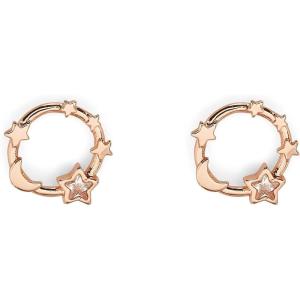 Pura Vida Rose Gold-Plated Celestial Stud Earrings w/Cubic Zirconia Stone – Brass Base, Sterling Silver Posts – 1 Pair