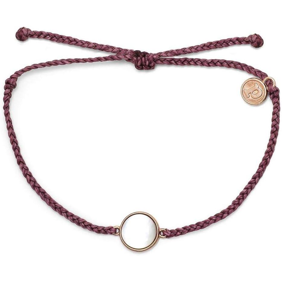 imagePura Vida Rose Gold Mother of Pearl Bracelet  Plated Charm Adjustable Waterproof BandRose Gold Mother of Pearl  Dark Lilac
