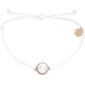 Pura Vida Rose Gold Mother of Pearl Bracelet – Plated Charm, Adjustable Waterproof Band(White)
