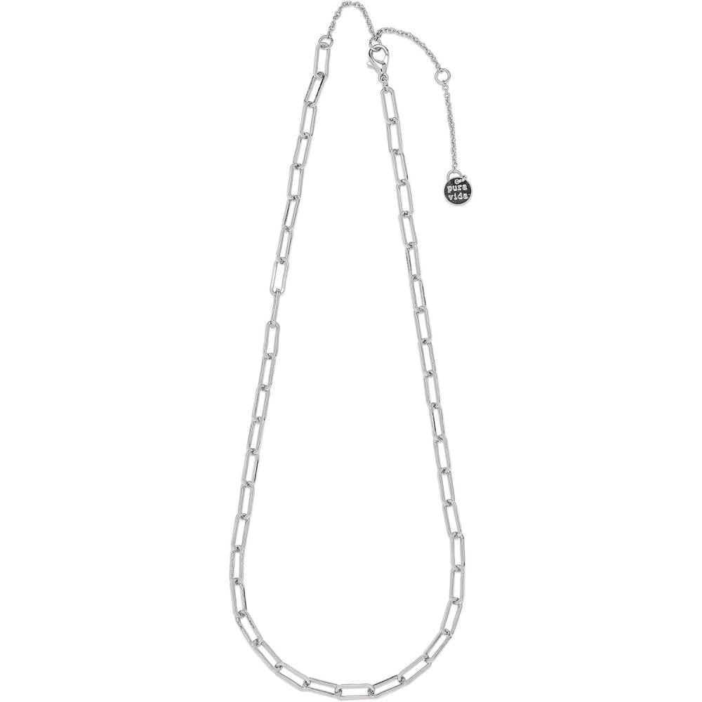 imagePura Vida 14 Rose Gold or Silver Plated Simple Paperclip Choker Necklace  Adjustable Chain Brass Base  3 ExtenderSilver