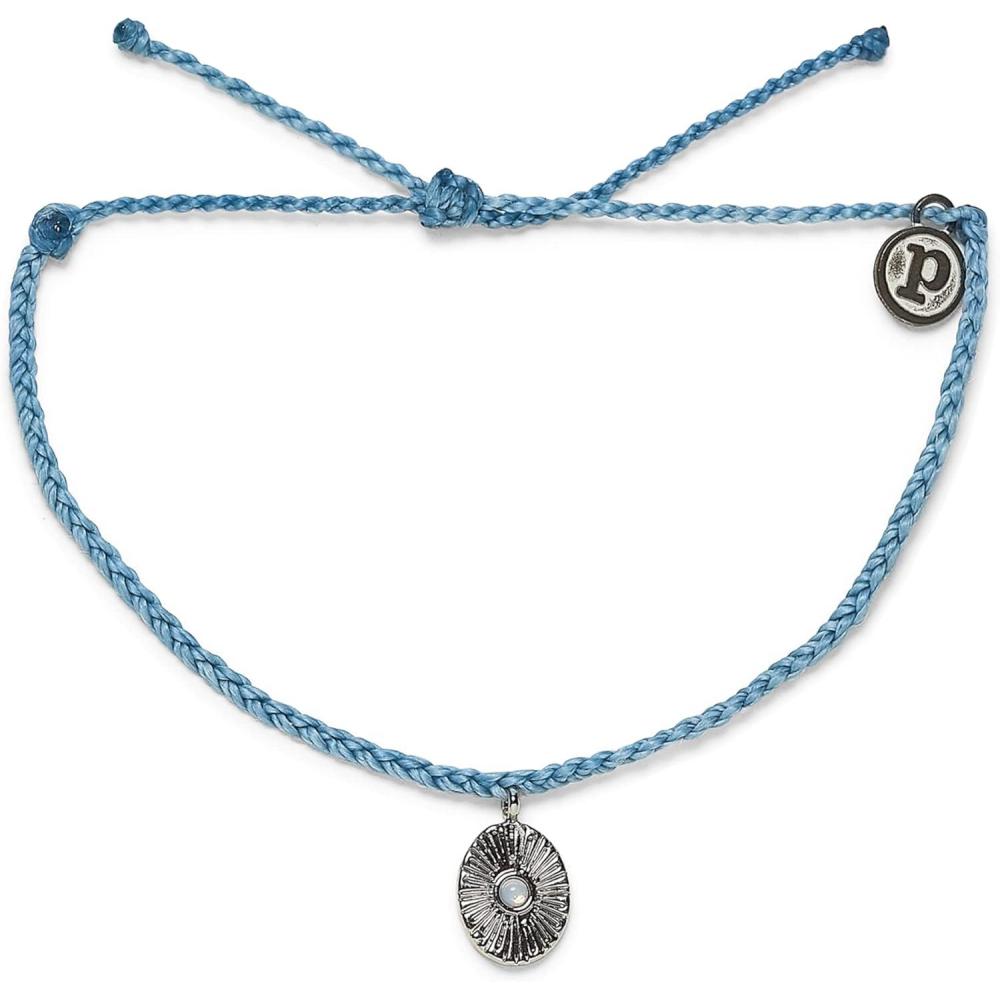 imagePura Vida Bracelet Silver or Gold Sun Ray Charm Bracelet  Adjustable Bracelet with Waterproof Band String Bracelet for Women  Stackable Bracelets Handmade BraceletssSky Blue