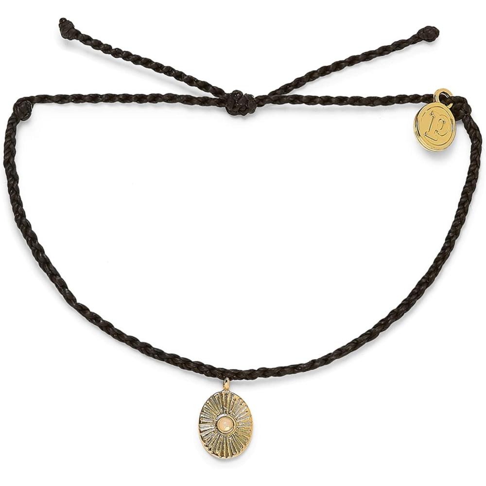 imagePura Vida Bracelet Silver or Gold Sun Ray Charm Bracelet  Adjustable Bracelet with Waterproof Band String Bracelet for Women  Stackable Bracelets Handmade BraceletssBlack