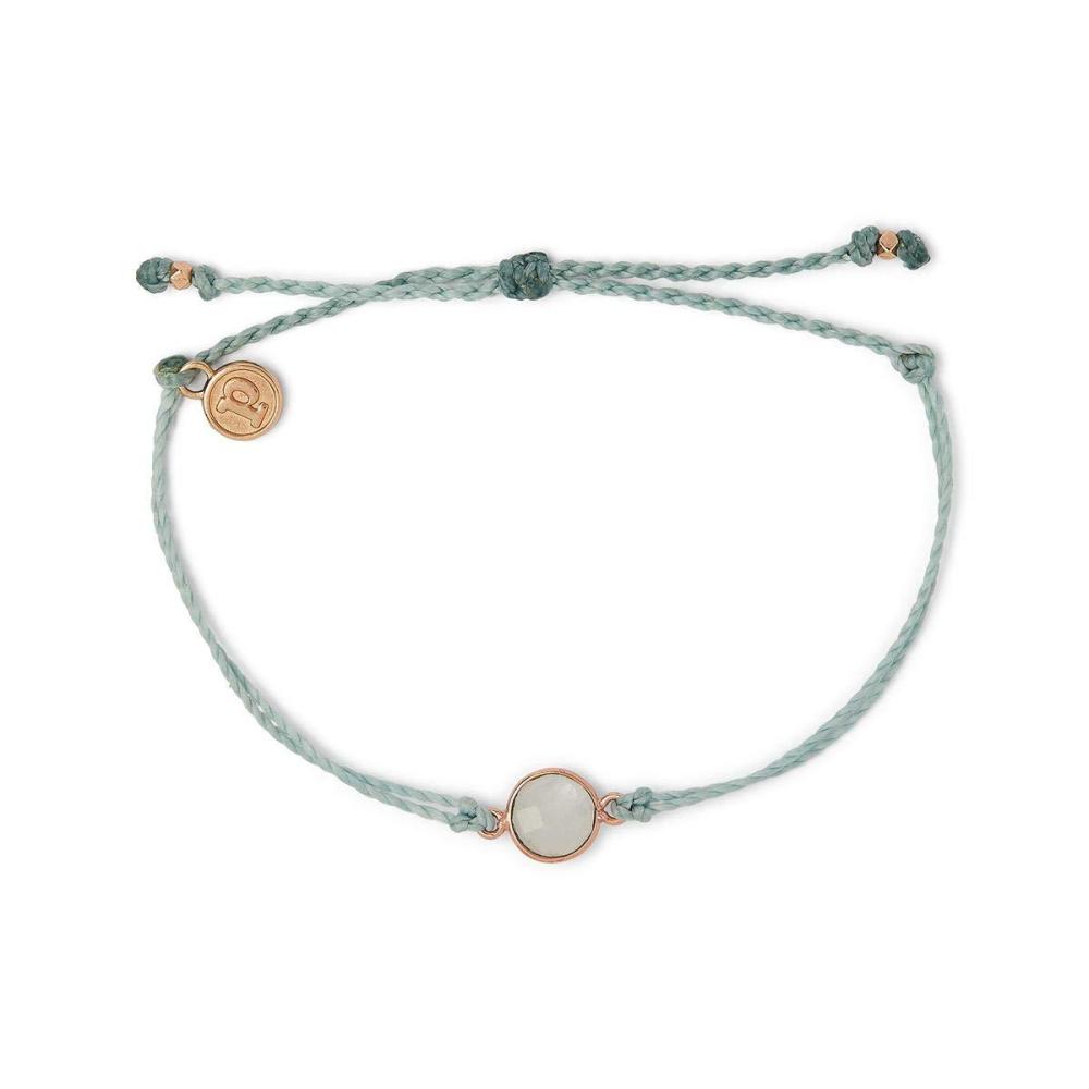 imagePura Vida Rose Gold Round Moonstone Bracelet wPlated Charm  Adjustable Band 100 Waterproof  Smoke Blue