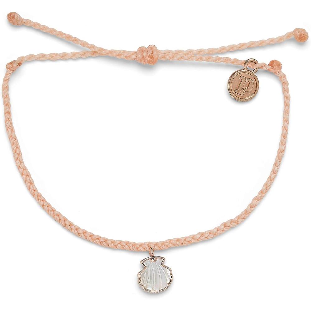 imagePura Vida Silver or Rose Gold Real Shell Bracelet  100 Waterproof Adjustable Band  Plated Brand CharmRose Gold  Blush
