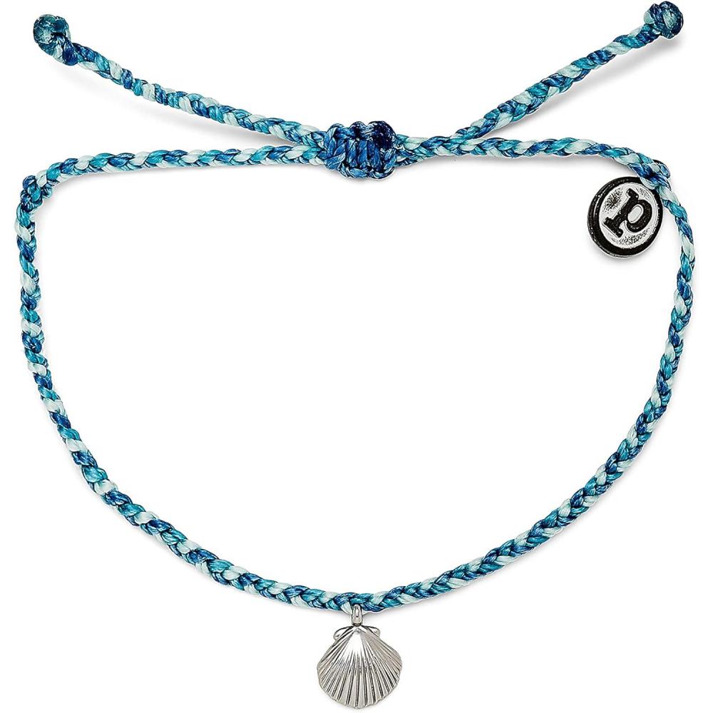 imagePura Vida Silver or Rose GoldPlated La Concha Bracelet  Adjustable Band Coated Brand CharmSilver  Blue
