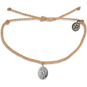 Pura Vida Bracelet Silver or Gold Sun Ray Charm Bracelet – Adjustable Bracelet with Waterproof Band, String Bracelet for Women – Stackable Bracelets, Handmade Braceletss(Tan)