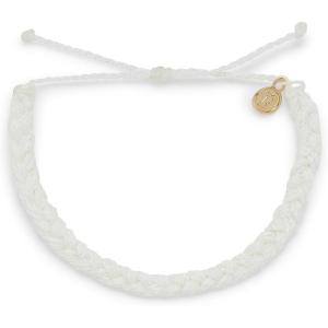 Pura Vida Braided Bracelet – 100% Waterproof, Adjustable Band – Brand Charm(Solid White)