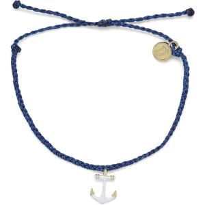 Pura Vida Gold or Silver Anchors Away Bracelet – Waterproof, Adjustable Band(Gold / Indigo)