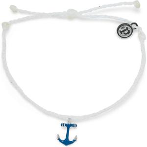 Pura Vida Gold or Silver Anchors Away Bracelet – Waterproof, Adjustable Band(Silver / White)