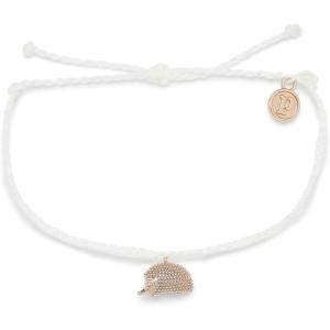 Pura Vida Silver or Rose Gold Hedgehog Bracelet – 100% Waterproof, Adjustable Band – Plated Brand Charm(Rose Gold / White)