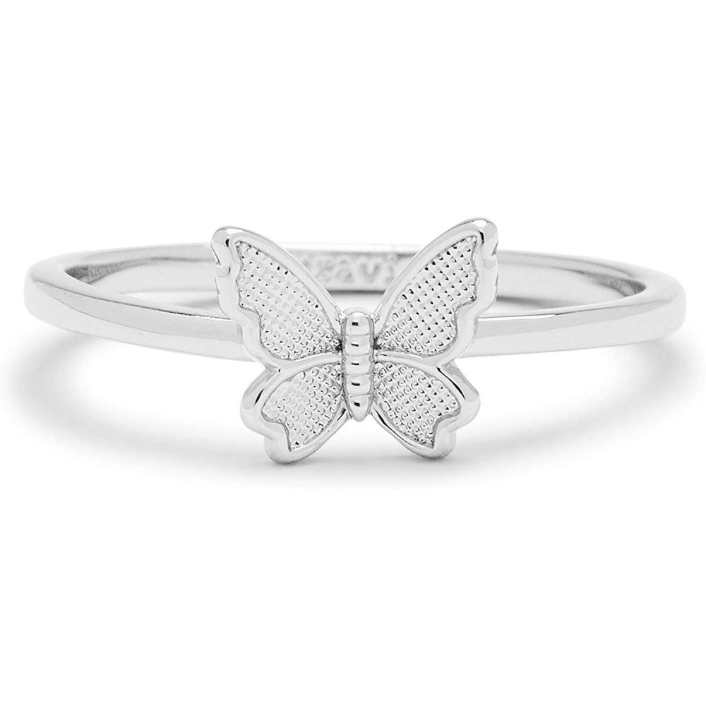 imagePura Vida Rose Gold or SilverPlated Butterfly in Flight Stackable Ring  Brass Band Stylish Design  Sizes 59Silver