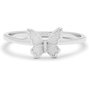 Pura Vida Rose Gold or Silver-Plated Butterfly in Flight Stackable Ring – Brass Band, Stylish Design – Sizes 5-9(Silver)