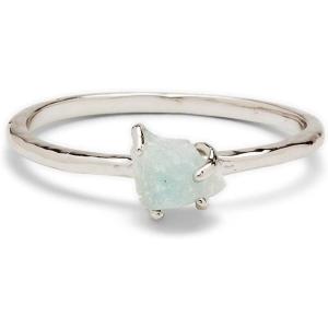 Pura Vida Silver Plated Raw Gemstone Ring w/Amazonite, Rose Quartz, or Turquoise – Brass Base, Rhodium Plating – Size 5-9(Amazonite)
