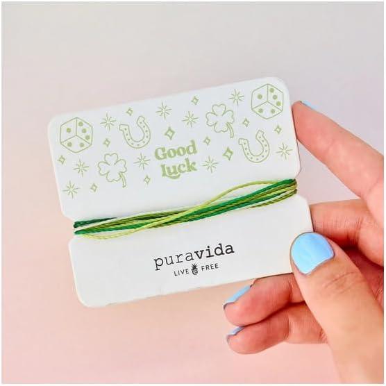 imagePura Vida Bracelets Gift Good Luck Card Friendship Charm Bracelet Stack Green