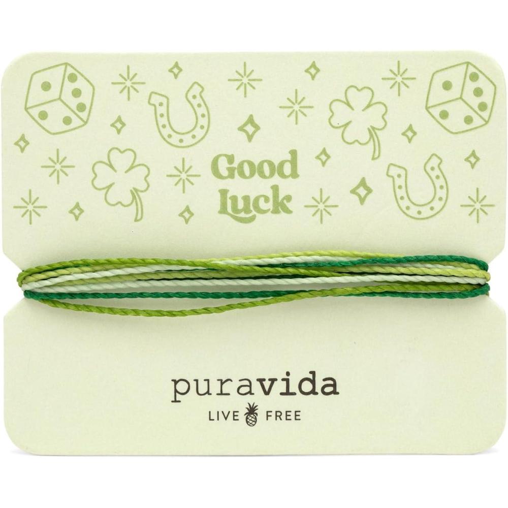 imagePura Vida Bracelets Gift Good Luck Card Friendship Charm Bracelet Stack Green