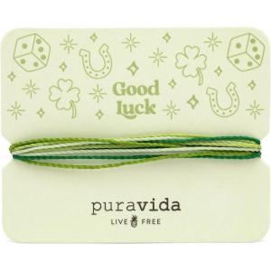 Pura Vida Bracelets Gift Good Luck Card Friendship Charm Bracelet Stack, Green