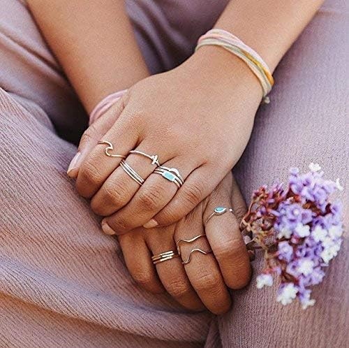 imagePura Vida Rose Gold Coated Wave Ring Gold Plated 925 Sterling Silver Size 8