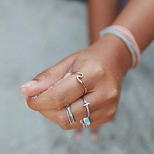 imagePura Vida Rose Gold Coated Wave Ring Gold Plated 925 Sterling Silver Size 8